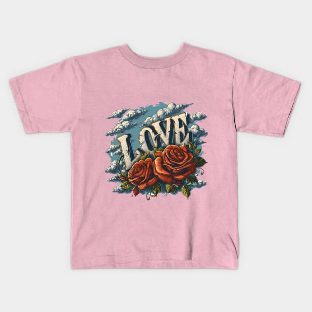 Love Takes Flight: Soar Through Blooms This Valentine's Day Kids T-Shirt by Abystoic